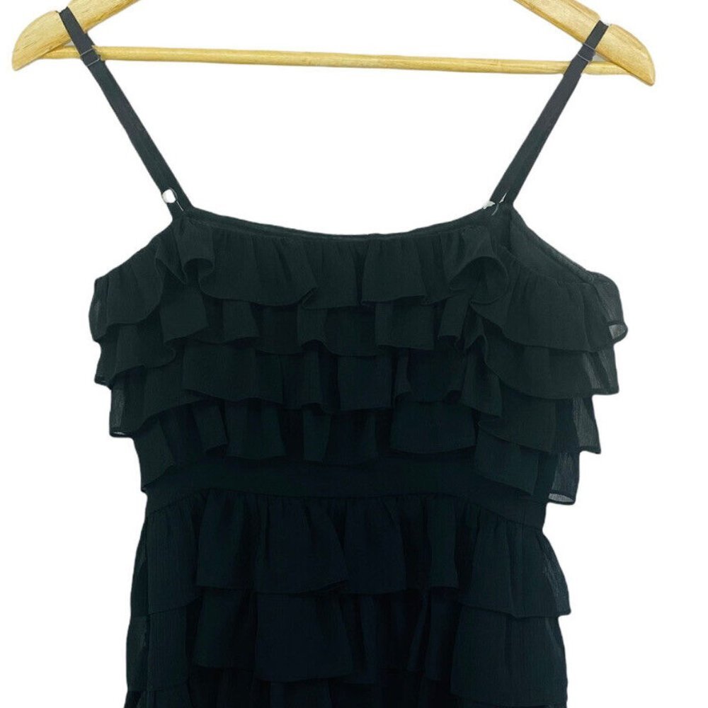 Juicy Couture Black Ruffle Mini Dress Silk Blend Size 2 - Picture 2 of 8